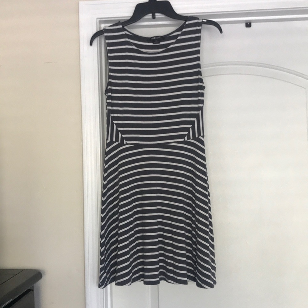 White/gray striped summer dress